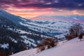 Carpathian rural landscape in winter Royalty Free Stock Photo