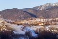 The Carpathians Bucegi Mountains Romania landscape winter snow ice clouds sunlight morning view Royalty Free Stock Photo