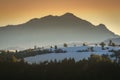 The Carpathians Bucegi Mountains Romania landscape winter snow ice clouds sunlight morning view Royalty Free Stock Photo