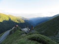 Carpathians mountains in Romania region Balea lack near Trasfagarasan road hill top Royalty Free Stock Photo