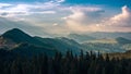 The Carpathians Rarau Mountains Pietrele Doamnei Romania landscape springtime clouds sunset beautiful Royalty Free Stock Photo