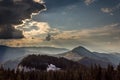 The Carpathians Rarau Mountains Pietrele Doamnei Romania landscape springtime clouds sunset beautiful Royalty Free Stock Photo