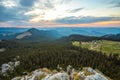 The Carpathians Rarau Mountains Pietrele Doamnei Romania landscape springtime clouds sunset beautiful Royalty Free Stock Photo