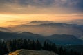 The Carpathians Rarau Mountains Romania landscape springtime clouds sunrise beautiful view Royalty Free Stock Photo