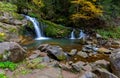 Carpathians. Skole. Waterfall on a mountain river. Royalty Free Stock Photo
