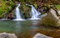 Carpathians. Skole. Waterfall on a mountain river. Royalty Free Stock Photo