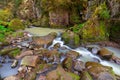 Carpathians. Skole. Waterfall on a mountain river. Royalty Free Stock Photo