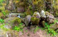 Carpathians. Skole. Waterfall on a mountain river. Royalty Free Stock Photo