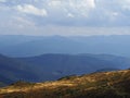 Carpatian mountains view from top at green forest