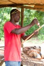 Carpenter Applying Glue Royalty Free Stock Photo