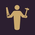 The carpenter avatar icon. Builder and handyman, craftsman symbol. Flat