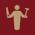 The carpenter avatar icon. Builder and handyman, craftsman symbol. Flat Royalty Free Stock Photo