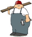 Carpenter With A Board And Hammer