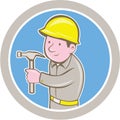 Carpenter Builder Hammer Circle Cartoon