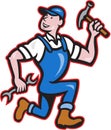 Carpenter Builder Hammer Running Cartoon