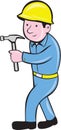 Carpenter Builder Hammer Walking Cartoon