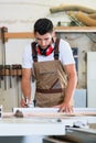 Carpenter or cabinet maker in his wood workshop Royalty Free Stock Photo