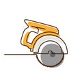 Carpenter Circular saw icon. Continuous one line drawing. Royalty Free Stock Photo