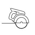 Carpenter Circular saw icon. Continuous one line drawing. Royalty Free Stock Photo