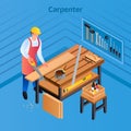 Carpenter concept background, isometric style