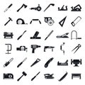 Carpenter construction icon set, simple style