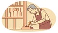 Carpenter Crafting Woodwork with Tools, Traditional Craftsmanship, vector design Generative AI Royalty Free Stock Photo