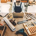 Carpenter Craftsman Handicraft Wooden at Workshop Royalty Free Stock Photo