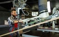 Carpenter doing his job in carpentry workshop Royalty Free Stock Photo