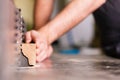 Carpenter with electric cutter Royalty Free Stock Photo