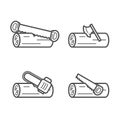Carpenter equipment tool sawing and chopping timber symbol icon Royalty Free Stock Photo