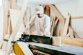 Carpenter in factory Royalty Free Stock Photo