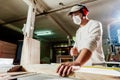 Carpenter in factory Royalty Free Stock Photo