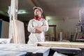 Carpenter in factory Royalty Free Stock Photo