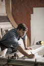 Carpenter getting ready for work Royalty Free Stock Photo