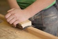 Carpenter grinding - Closeup Royalty Free Stock Photo