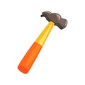 Carpenter hammer with yellow handle. Colorful cartoon vector Illustration Royalty Free Stock Photo