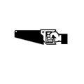 Carpenter Hand Holding Crosscut Saw Side View Icon Black and White