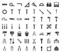 Carpenter, handyman tool and equipment icon set, glyph design Royalty Free Stock Photo