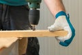 Carpenter handyman using electric drill Royalty Free Stock Photo