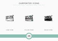 Carpenter icons set vector illustration with solid icon line style. Hammer tool building concept.