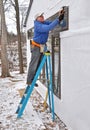 Carpenter installing windows