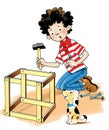 Carpenter joiner boy puppy hammer Royalty Free Stock Photo