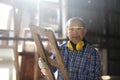 Carpenter, joiner is working in the workshop. Royalty Free Stock Photo