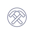 carpenter line icon with hammers