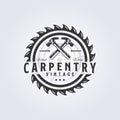 carpenter logo, abstract logo fast saw and hammer vector illustration design Royalty Free Stock Photo