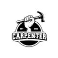 Carpenter logo design in rustic retro vintage style. Handyman logo design Royalty Free Stock Photo