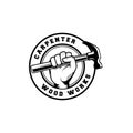 Carpenter logo design in rustic retro vintage style. Handyman logo design Royalty Free Stock Photo