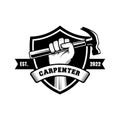 Carpenter logo design in rustic retro vintage style. Handyman logo design Royalty Free Stock Photo