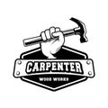 Carpenter logo design in rustic retro vintage style. Handyman logo design Royalty Free Stock Photo