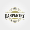 Carpenter logo vintage vector illustration design, carpentry sawmill logo design
